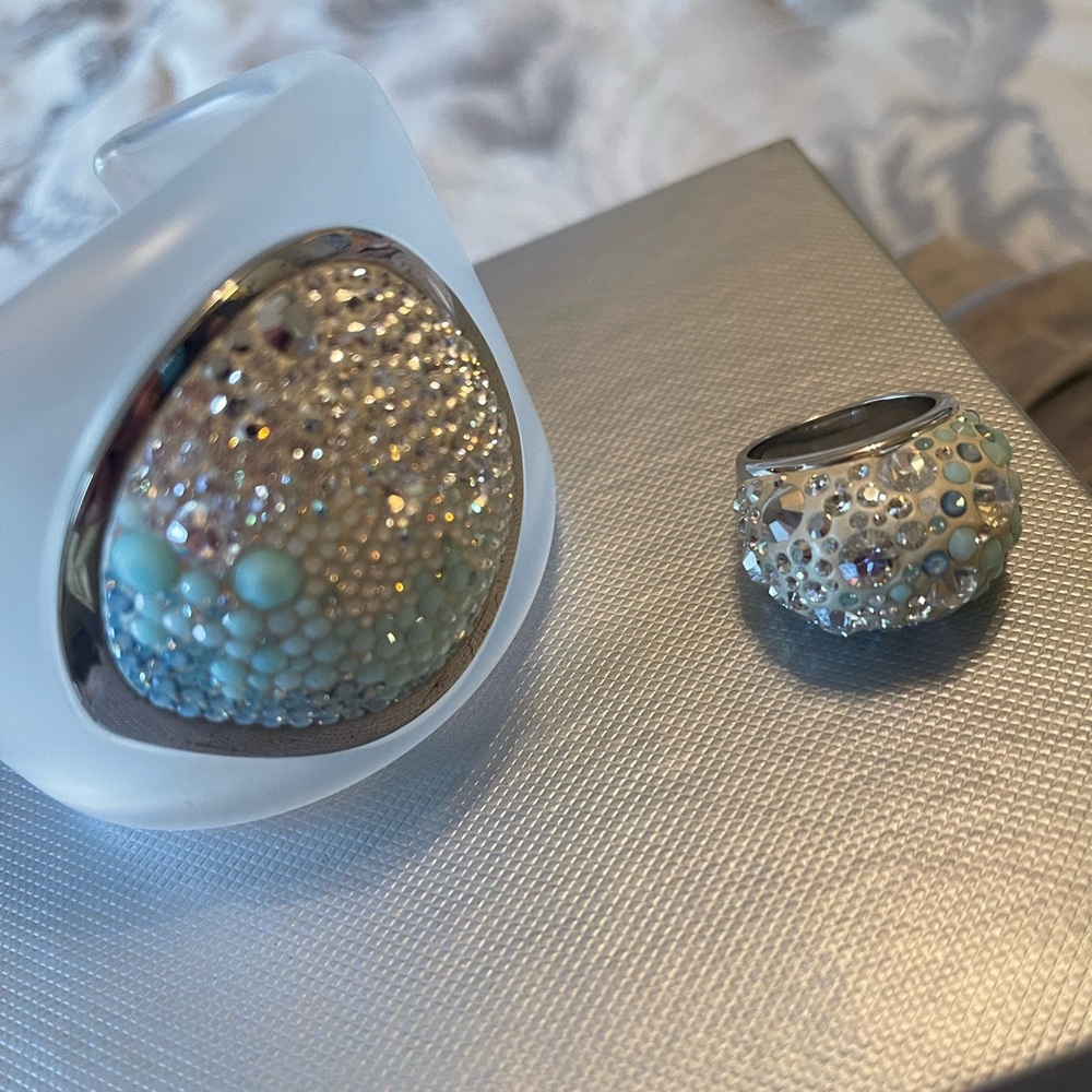 Swarovski crystals cuff bracelet and ring set